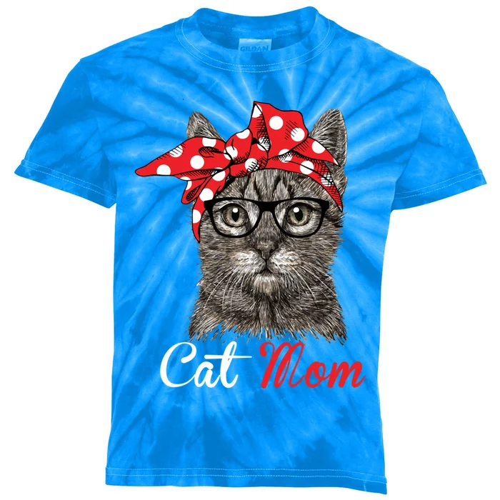 Funny Cat Mom For Cats Lovers Gift Kids Tie-Dye T-Shirt