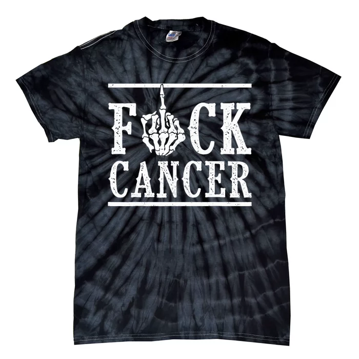 Fuck Cancer Middle Finger Bone Skeleton Cancer Survivor Tie-Dye T-Shirt