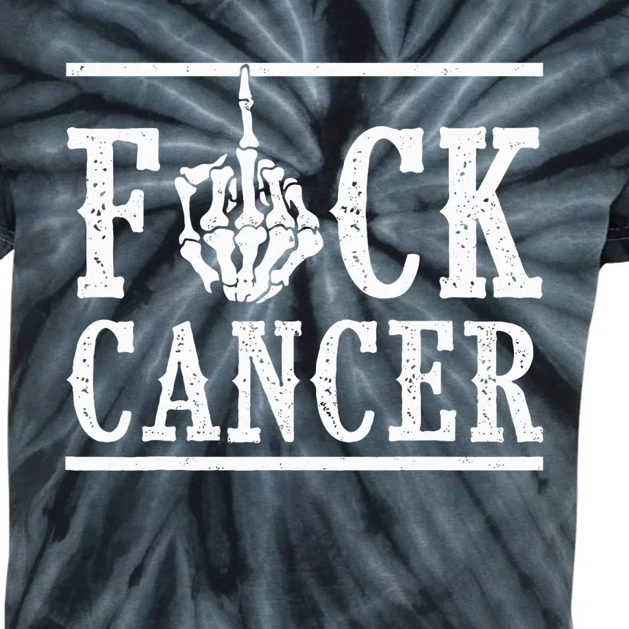 Fuck Cancer Middle Finger Bone Skeleton Cancer Survivor Kids Tie-Dye T-Shirt