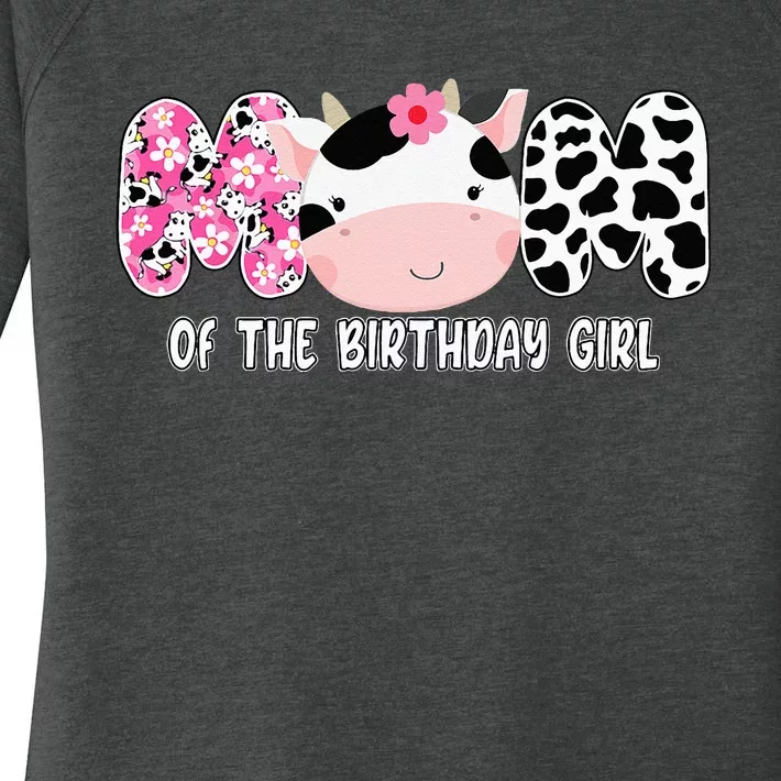 Funny Cow Mom Of The Birthday Girl Cow Farm Birthday Family Women's Perfect Tri Tunic Long Sleeve Shirt