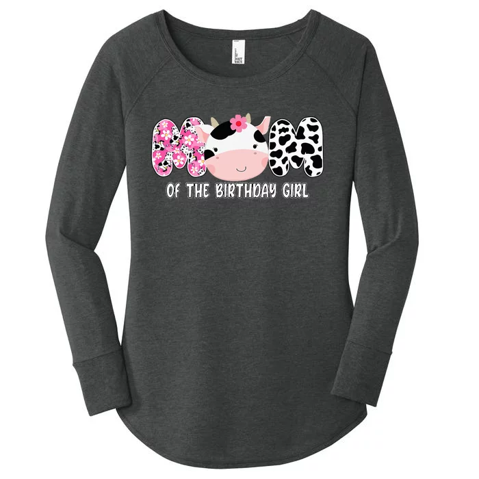 Funny Cow Mom Of The Birthday Girl Cow Farm Birthday Family Women's Perfect Tri Tunic Long Sleeve Shirt