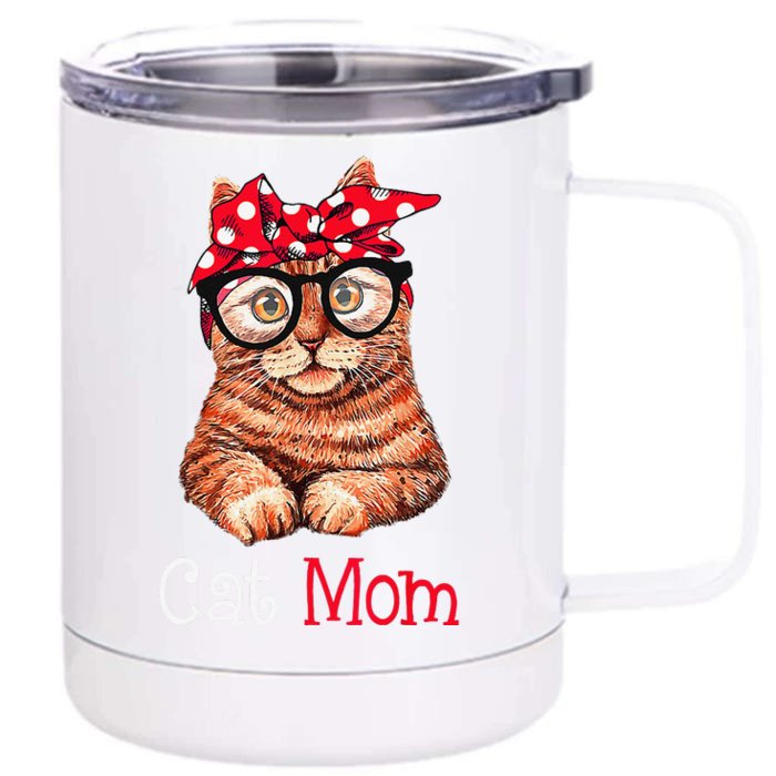 Funny Cat Mom Cat Lovers Mothers Day Mom Funny Mothers Gift Front & Back 12oz Stainless Steel Tumbler Cup