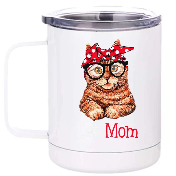 Funny Cat Mom Cat Lovers Mothers Day Mom Funny Mothers Gift Front & Back 12oz Stainless Steel Tumbler Cup