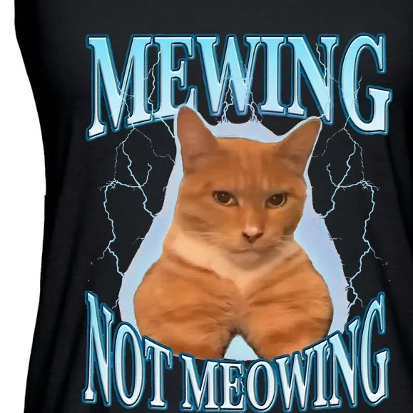 Funny Cat Meme Mewing Looksmax Meowing Cat Trend Ladies Essential Flowy Tank