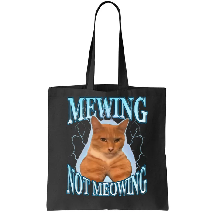 Funny Cat Meme Mewing Looksmax Meowing Cat Trend Tote Bag