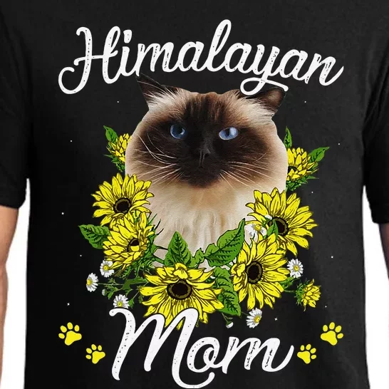 Funny Cat Mom Mothers Day Gifts Sunflower Himalayan Mom Pajama Set