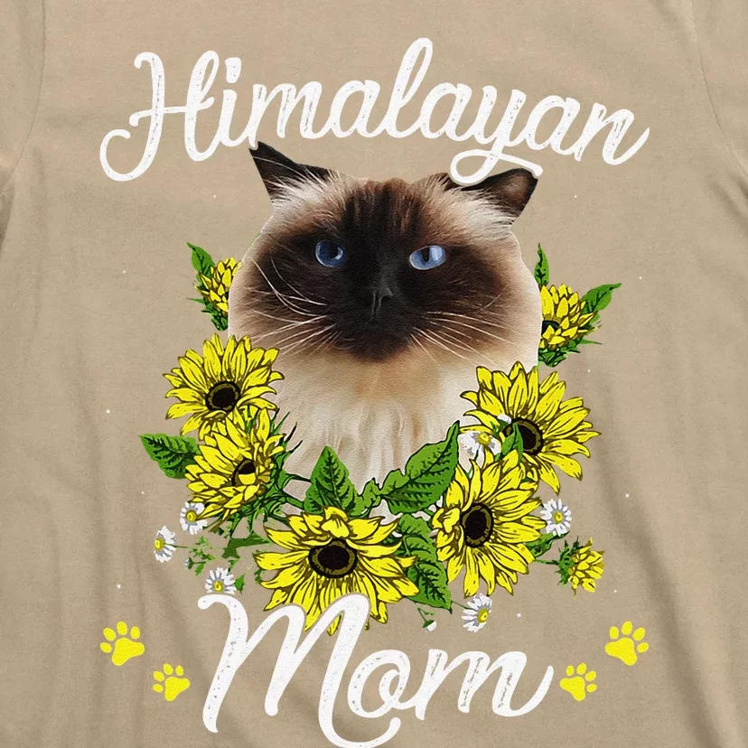 Funny Cat Mom Mothers Day Gifts Sunflower Himalayan Mom T-Shirt