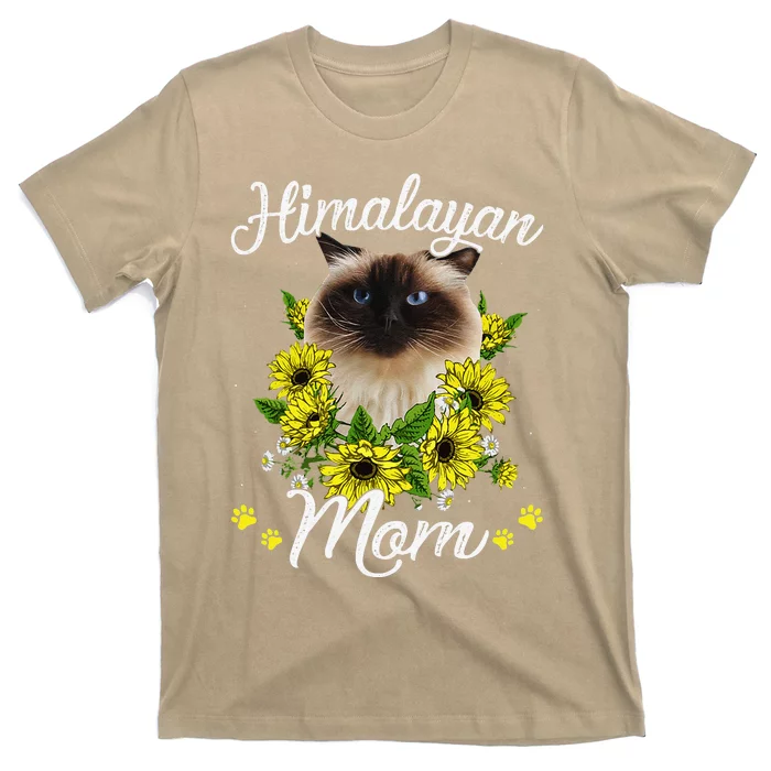 Funny Cat Mom Mothers Day Gifts Sunflower Himalayan Mom T-Shirt