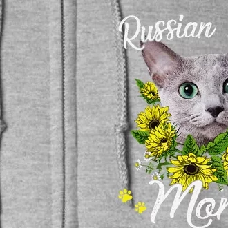 Funny Cat Mom Mothers Day Kitten Sunflower Russian Blue Mom Full Zip Hoodie