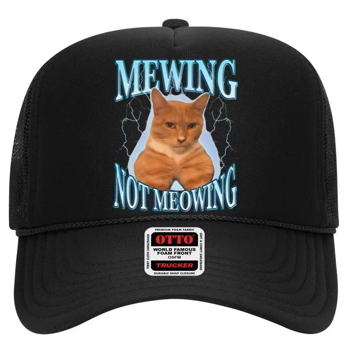 Funny Cat Meme With Meowing Looksmax Meowing Cat High Crown Mesh Trucker Hat