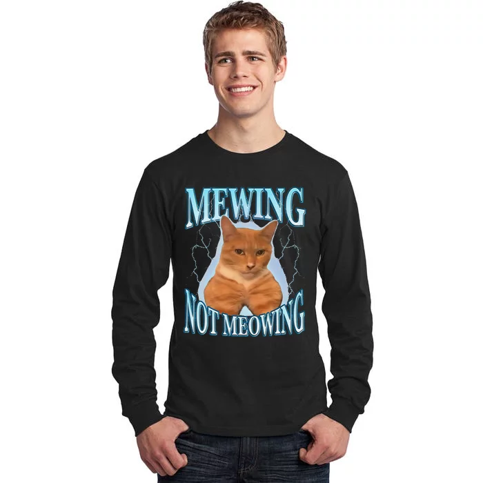 Funny Cat Meme With Meowing Looksmax Meowing Cat Tall Long Sleeve T-Shirt