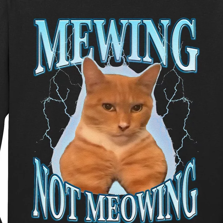 Funny Cat Meme With Meowing Looksmax Meowing Cat Tall Long Sleeve T-Shirt