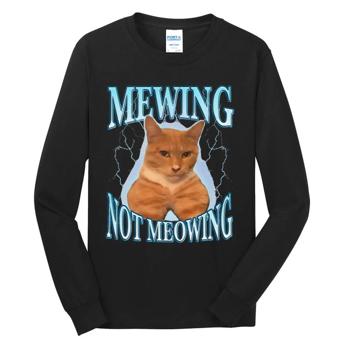 Funny Cat Meme With Meowing Looksmax Meowing Cat Tall Long Sleeve T-Shirt