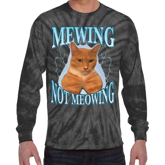 Funny Cat Meme With Meowing Looksmax Meowing Cat Tie-Dye Long Sleeve Shirt