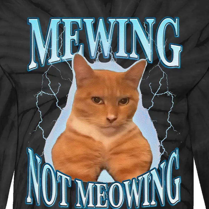 Funny Cat Meme With Meowing Looksmax Meowing Cat Tie-Dye Long Sleeve Shirt