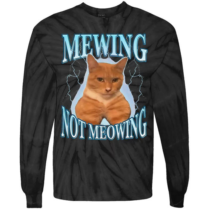 Funny Cat Meme With Meowing Looksmax Meowing Cat Tie-Dye Long Sleeve Shirt