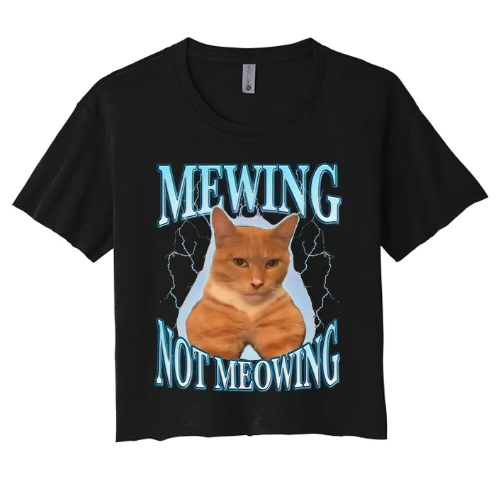 Funny Cat Meme With Meowing Looksmax Meowing Cat Women's Crop Top Tee