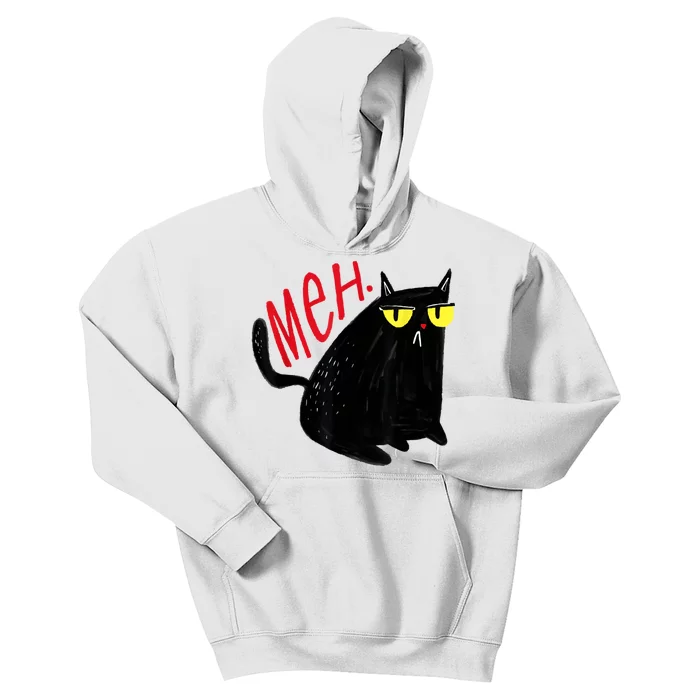 Funny Cat Meh Meow Black Cat For Men Women Gifts Kids Hoodie