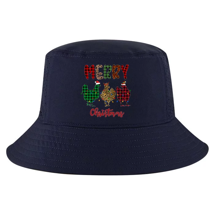 Funny Chicken Merry Christmas Lights Santa Hat Leopard Plaid Cute Gift Cool Comfort Performance Bucket Hat