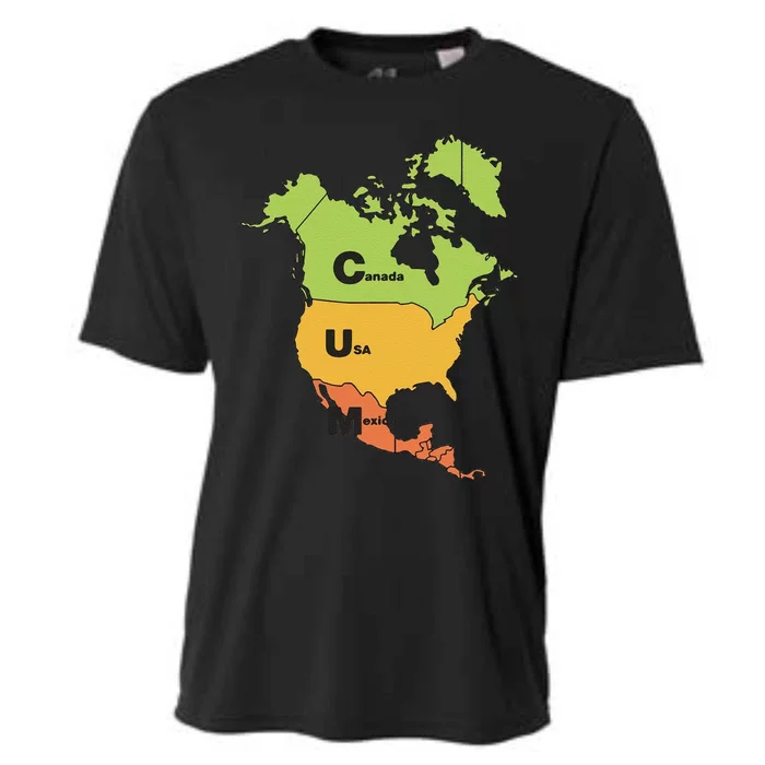 Funny Cum Map Canada Usa And Mexico Gift Cooling Performance Crew T-Shirt