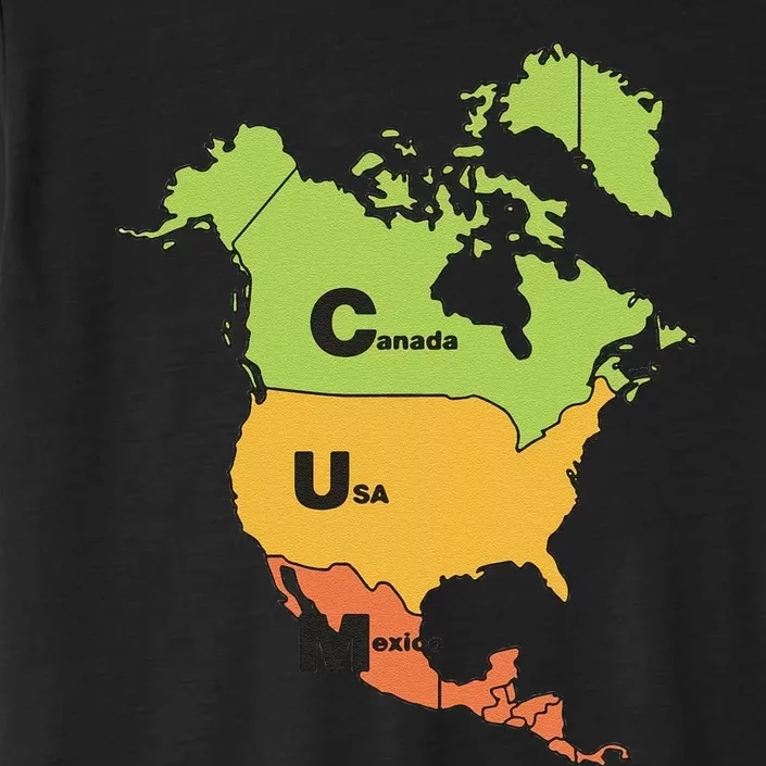 Funny Cum Map Canada Usa And Mexico Gift ChromaSoft Performance T-Shirt