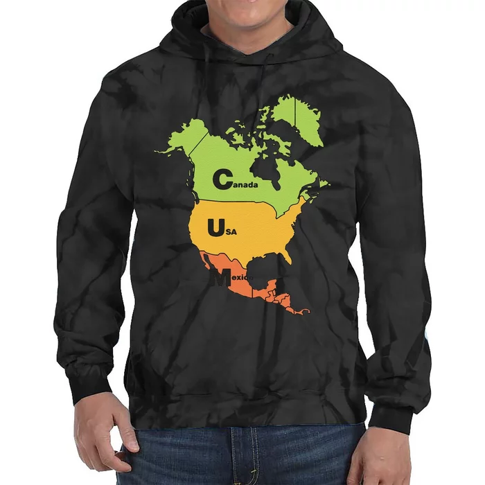 Funny Cum Map Canada Usa And Mexico Gift Tie Dye Hoodie