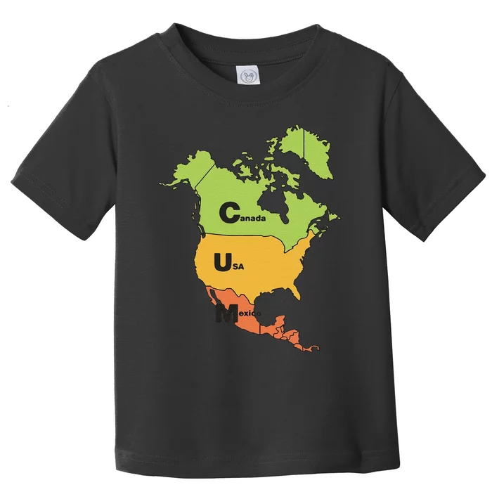 Funny Cum Map Canada Usa And Mexico Gift Toddler T-Shirt