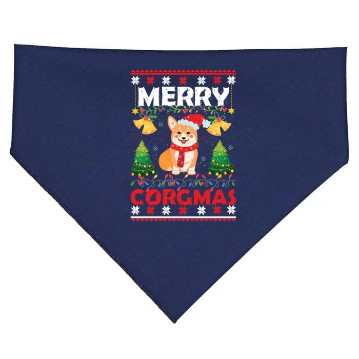 Funny Cute Merry Corgmas Ugly Christmas Sweater USA-Made Doggie Bandana