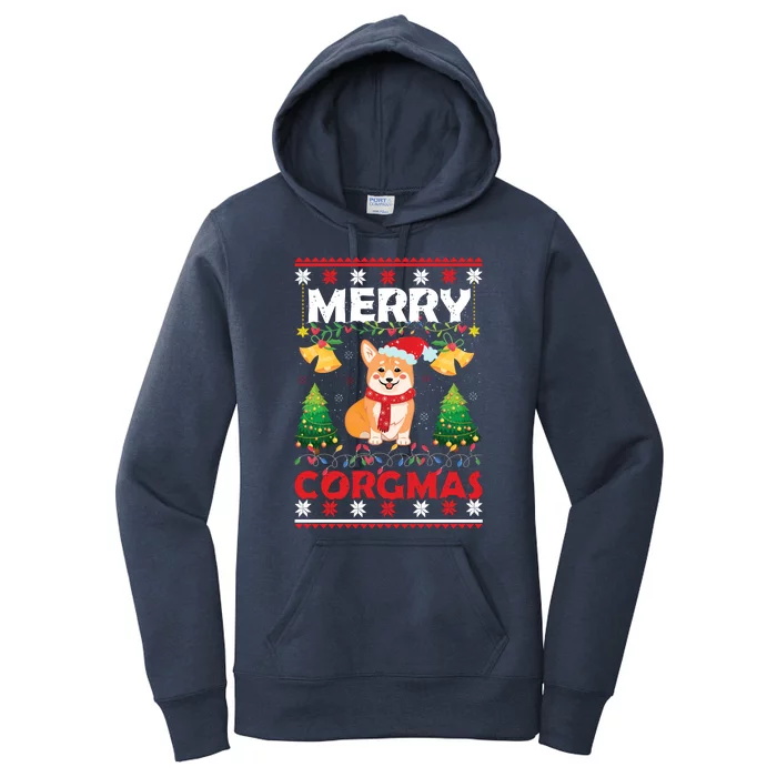 Funny Cute Merry Corgmas Ugly Christmas Sweater Women's Pullover Hoodie