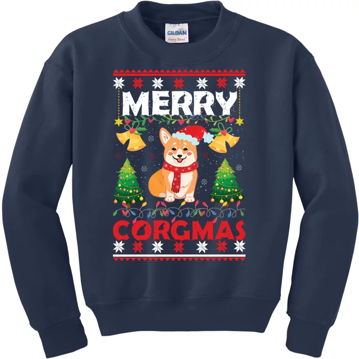 Funny Cute Merry Corgmas Ugly Christmas Sweater Kids Sweatshirt