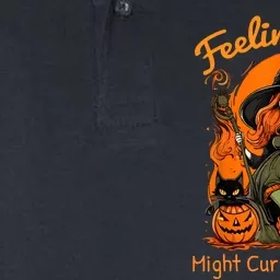 Feeling Cute Might Curse You Later Funny Witch Halloween Cat Softstyle Adult Sport Polo