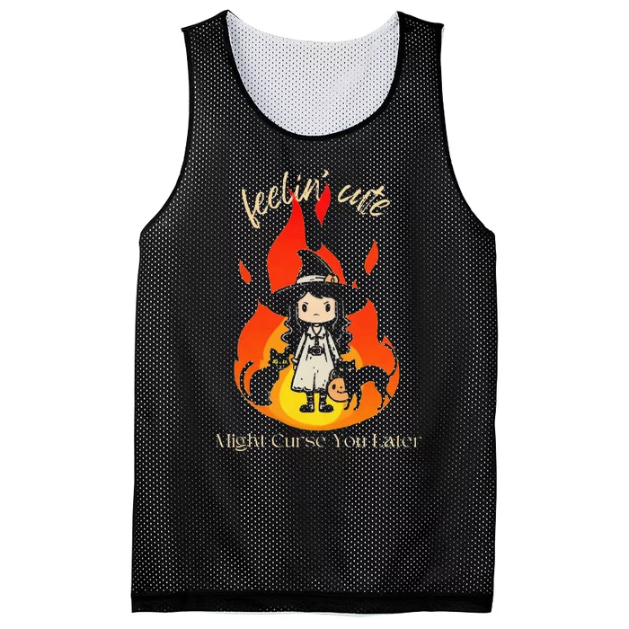 Feeling Cute Might Curse You Later Cute Witch Mesh Reversible Basketball Jersey Tank