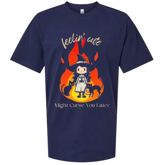 Feeling Cute Might Curse You Later Cute Witch Sueded Cloud Jersey T-Shirt