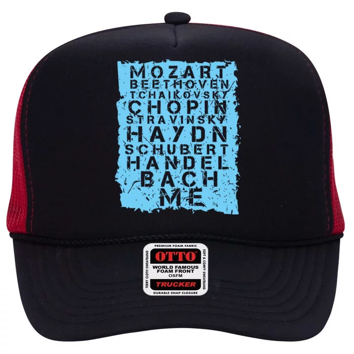 Famous Classical Music Composer Gift Musician Mozart High Crown Mesh Trucker Hat