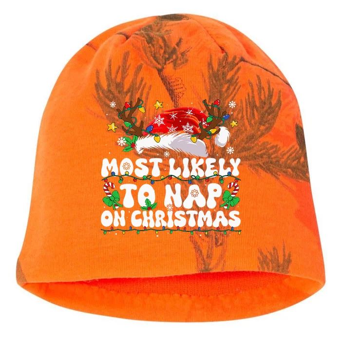 Family Christmas Most Likely To Nap On Christmas Kati - Camo Knit Beanie