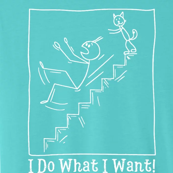 Funny Cat Meme I Do What I Want Cat Pushes Man Stick Figure ChromaSoft Performance T-Shirt