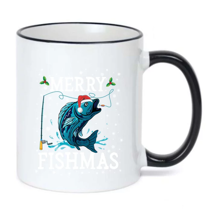 Funny Christmas Merry Fishmas Fishing Fisher Xmas Funny Gift Funny Gift Black Color Changing Mug