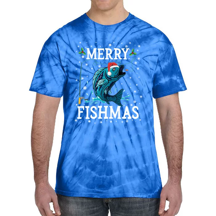 Funny Christmas Merry Fishmas Fishing Fisher Xmas Funny Gift Funny Gift Tie-Dye T-Shirt