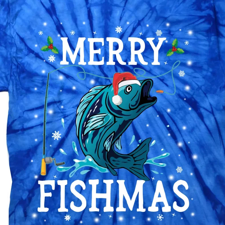 Funny Christmas Merry Fishmas Fishing Fisher Xmas Funny Gift Funny Gift Tie-Dye T-Shirt