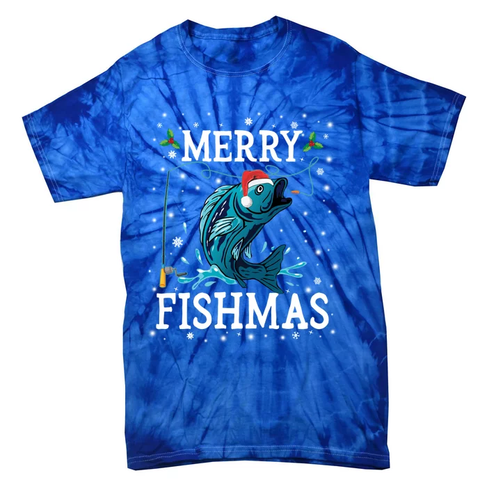 Funny Christmas Merry Fishmas Fishing Fisher Xmas Funny Gift Funny Gift Tie-Dye T-Shirt