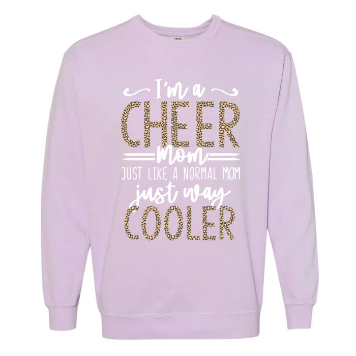 Funny Cheerleading Mother Leopard Cheetah Print Cheer Mom Meaningful Gift Garment-Dyed Sweatshirt