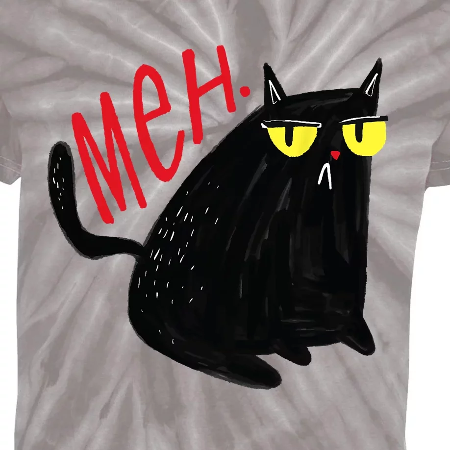 Funny Cat Meh Meow Black Cat For Men Women Gifts Kids Tie-Dye T-Shirt