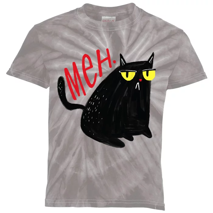 Funny Cat Meh Meow Black Cat For Men Women Gifts Kids Tie-Dye T-Shirt