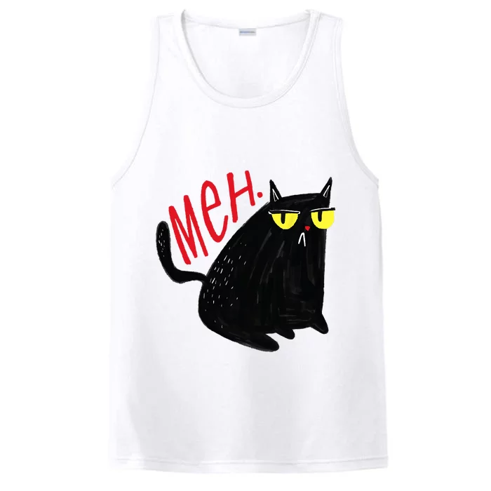 Funny Cat Meh Meow Black Cat For Men Women Gifts Performance Tank