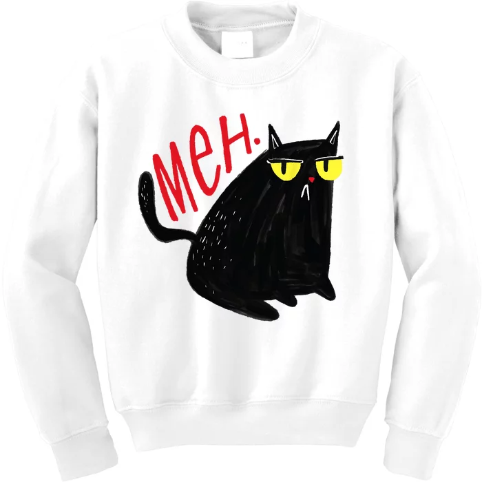 Funny Cat Meh Meow Black Cat For Men Women Gifts Kids Sweatshirt