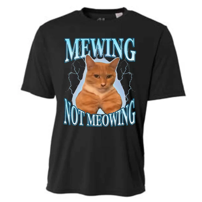 Funny Cat Meme Mewing LooksMax Meowing cat Trend Cooling Performance Crew T-Shirt