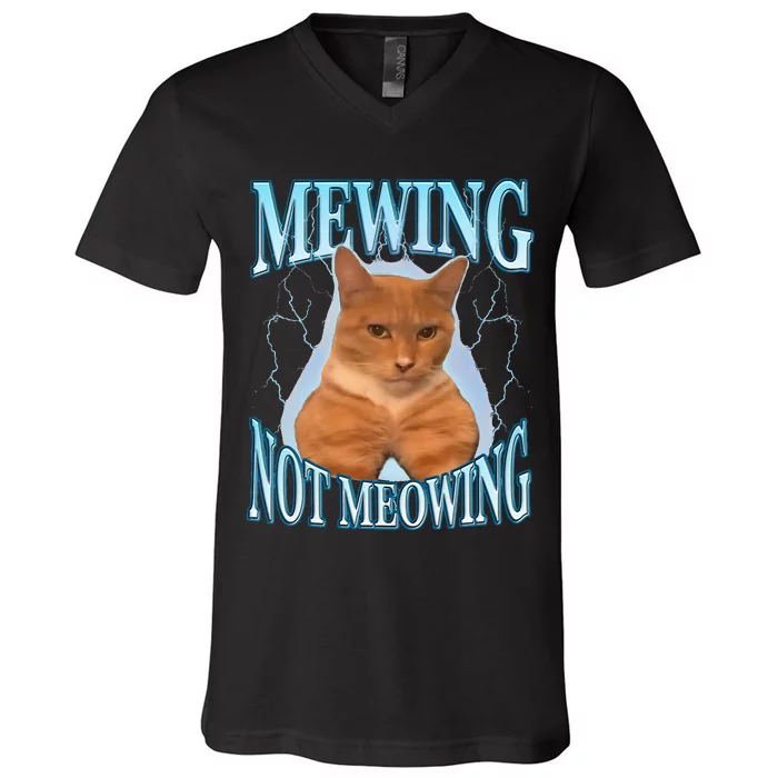 Funny Cat Meme Mewing LooksMax Meowing cat Trend V-Neck T-Shirt ...