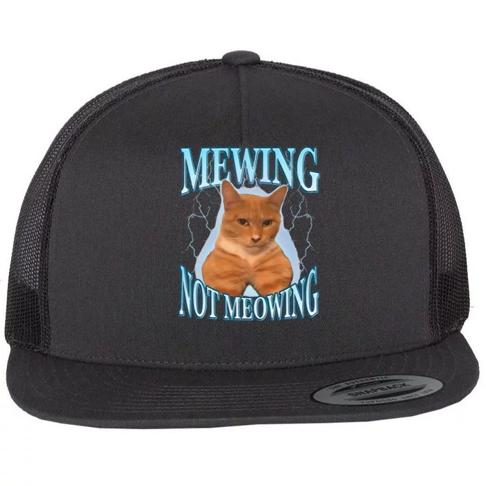 Funny Cat Meme Mewing LooksMax Meowing cat Trend Flat Bill Trucker Hat