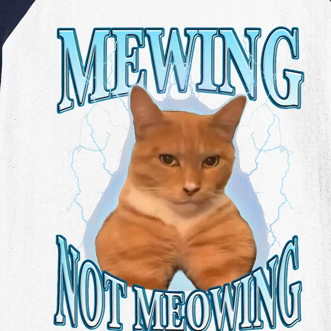 Funny Cat Meme Mewing LooksMax Meowing cat Trend Baseball Sleeve Shirt ...