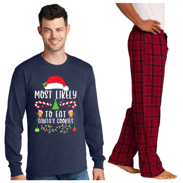 Funny Christmas Most Likely To Drink All The Cookies Family Matching Gift Long Sleeve Pajama Set